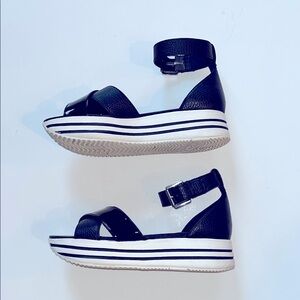 Geox Black and White Platform Wedges